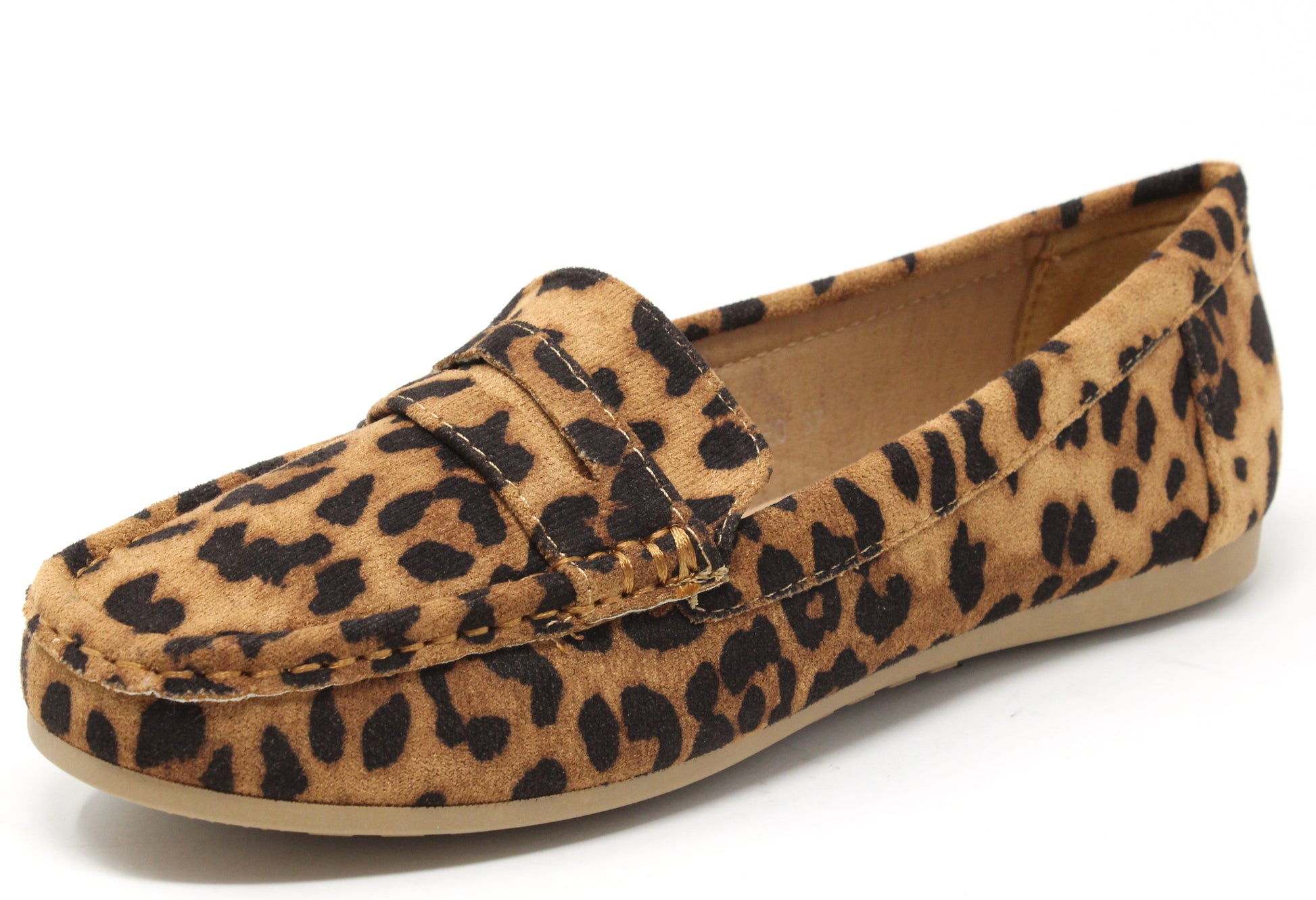Leopard print loafer on white background