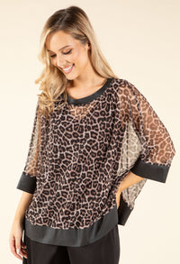 Leopard Print Mesh Blouse