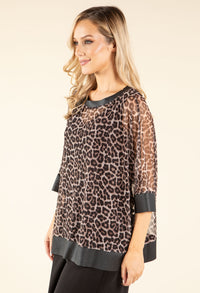 Leopard Print Mesh Blouse