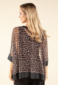 Leopard Print Mesh Blouse