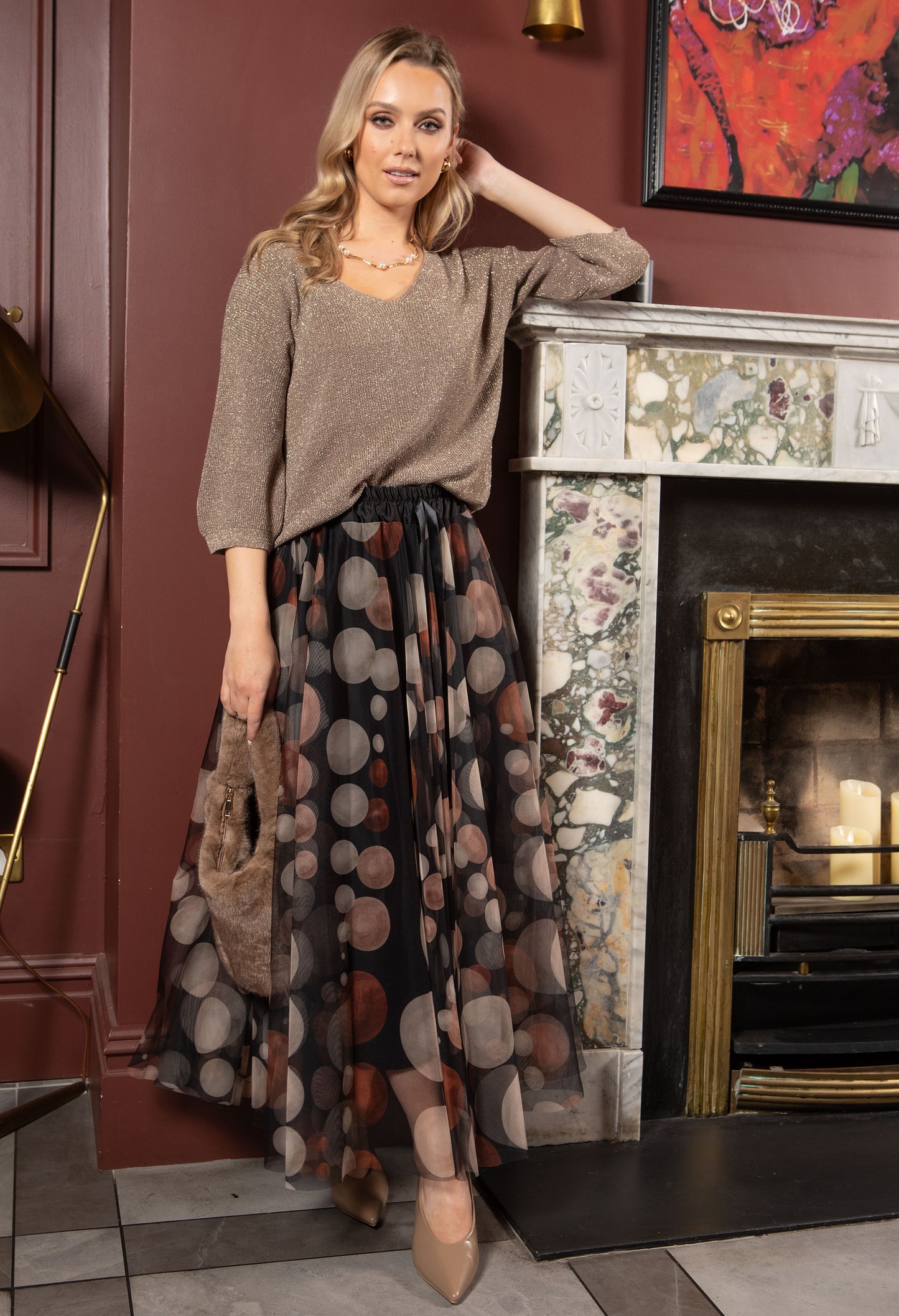 Cocoa Dots Tulle Skirt