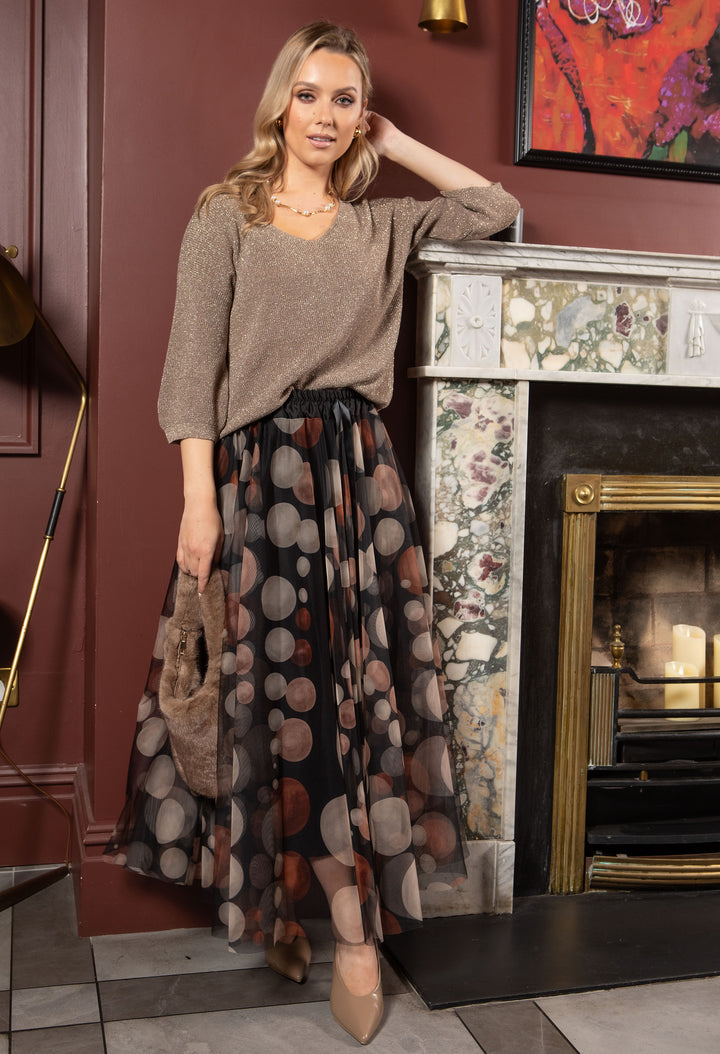 Cocoa Dots Tulle Skirt