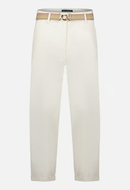 White pants with a belt on a white background