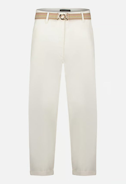 White pants with a belt on a white background