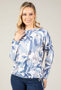 Leaf Print Diamante Knit Top
