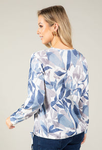 Leaf Print Diamante Knit Top