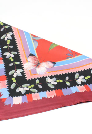 Butterfly Border Satin Scarf