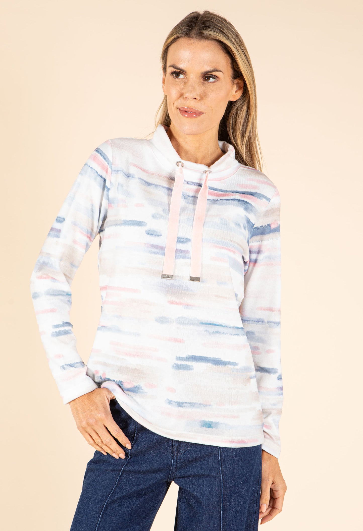 Lux Touch Abstract Print Knit Top