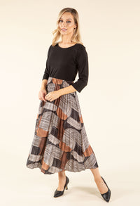 Ribbed Bodice Abstract Print Dress