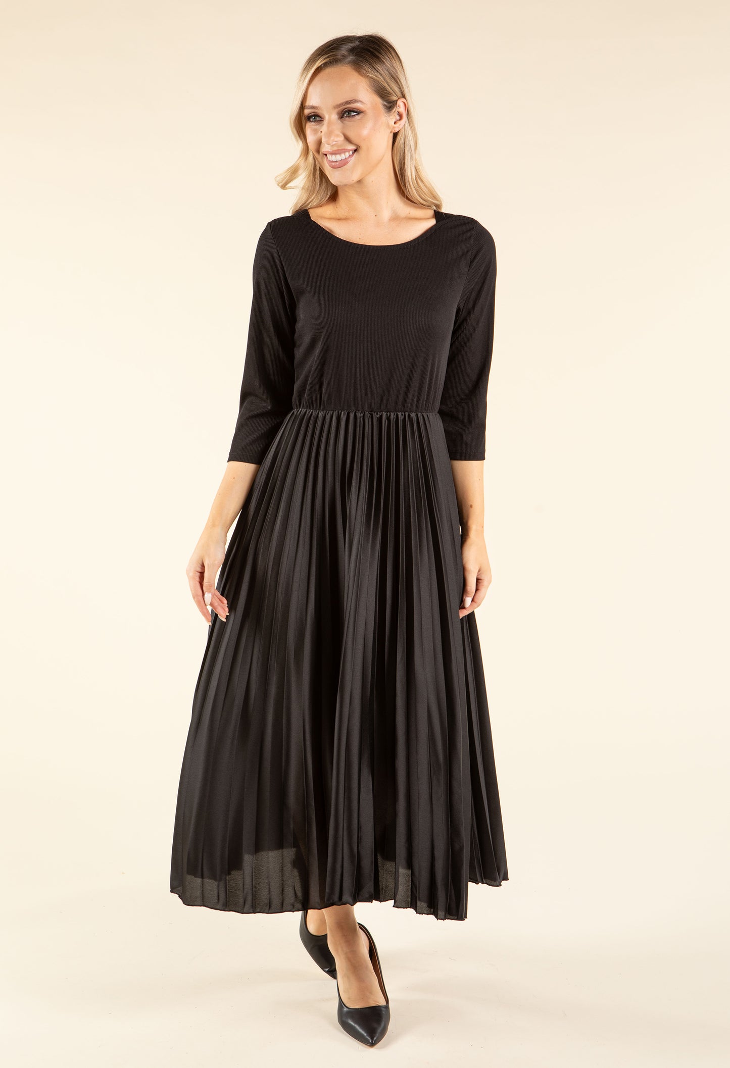 Ribbed Bodice Midi Dress
