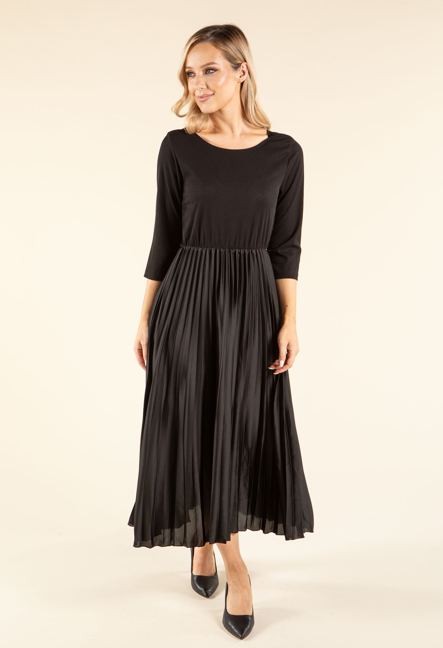 Ribbed Bodice Midi Dress