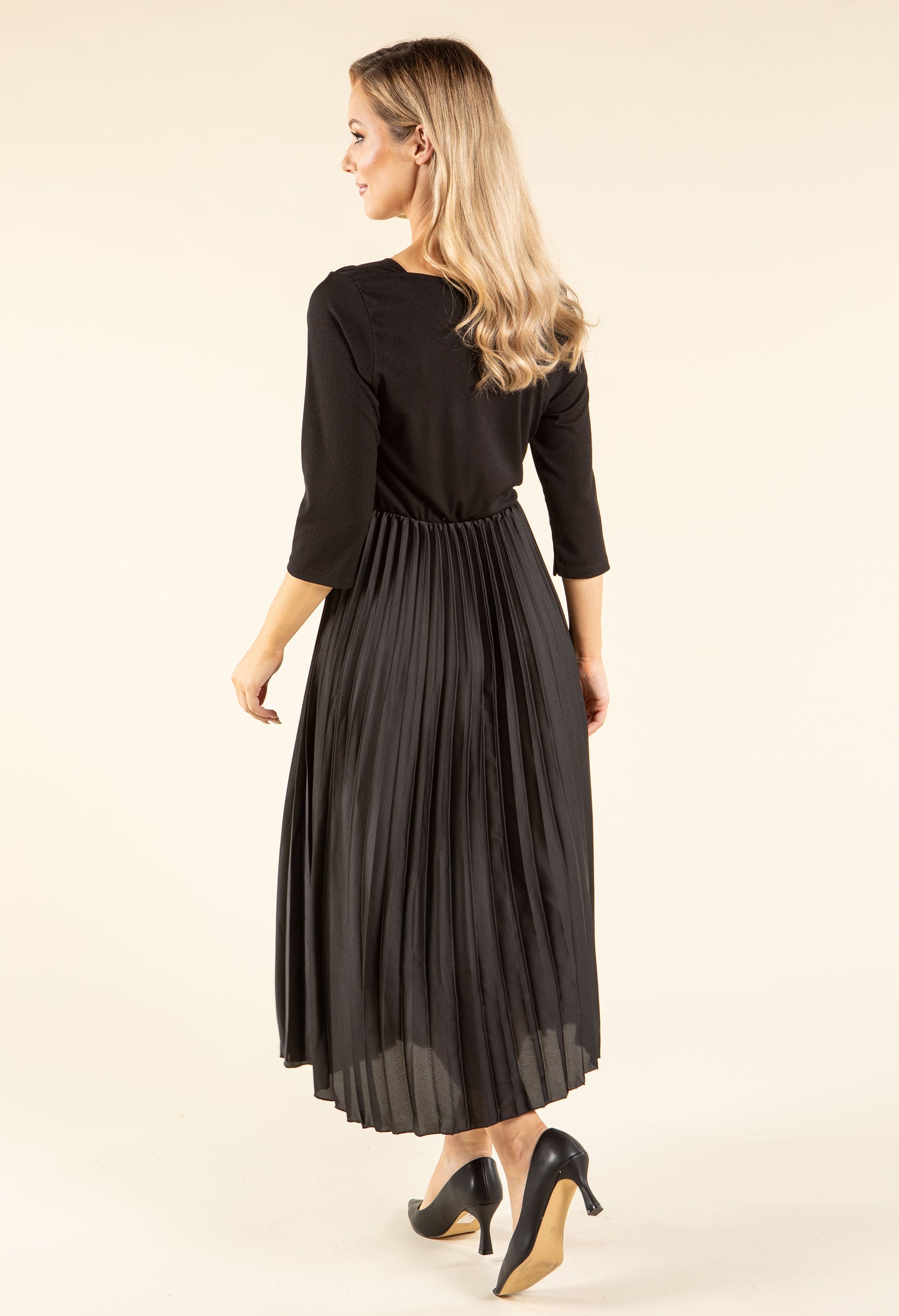Ribbed Bodice Midi Dress