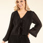 Flute Sleeve Tie Front Blouse
