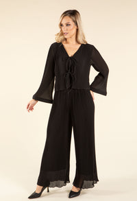 Flute Sleeve Tie Front Blouse