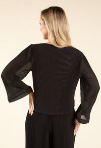 Flute Sleeve Tie Front Blouse