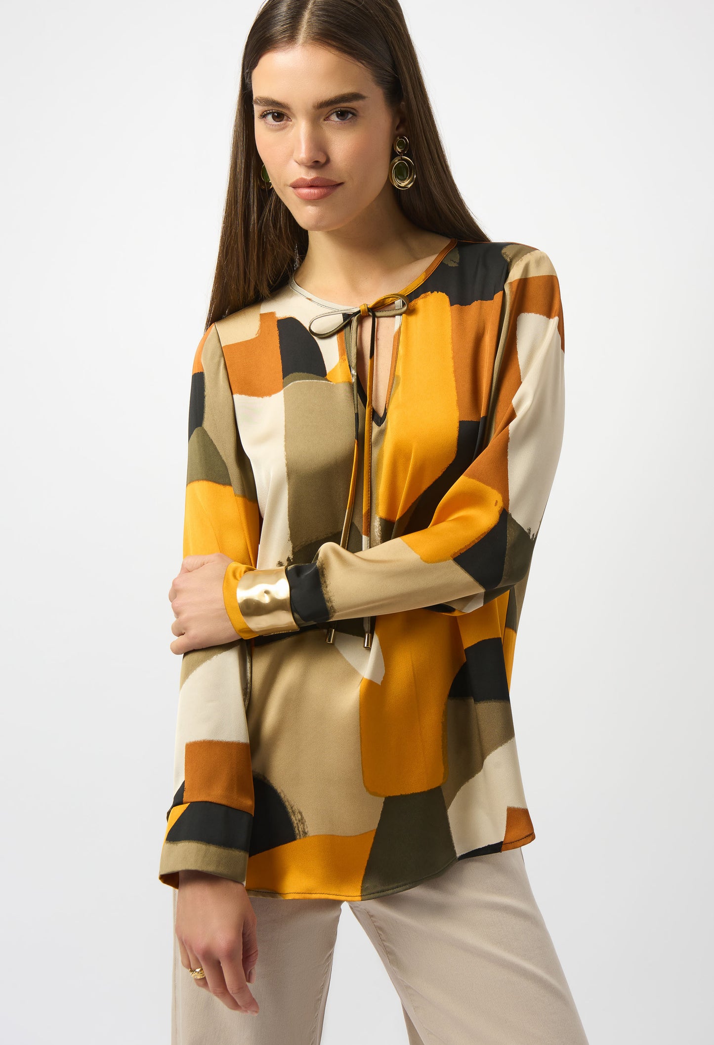 Satin Abstract Print Straight Tunic