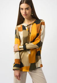 Satin Abstract Print Straight Tunic