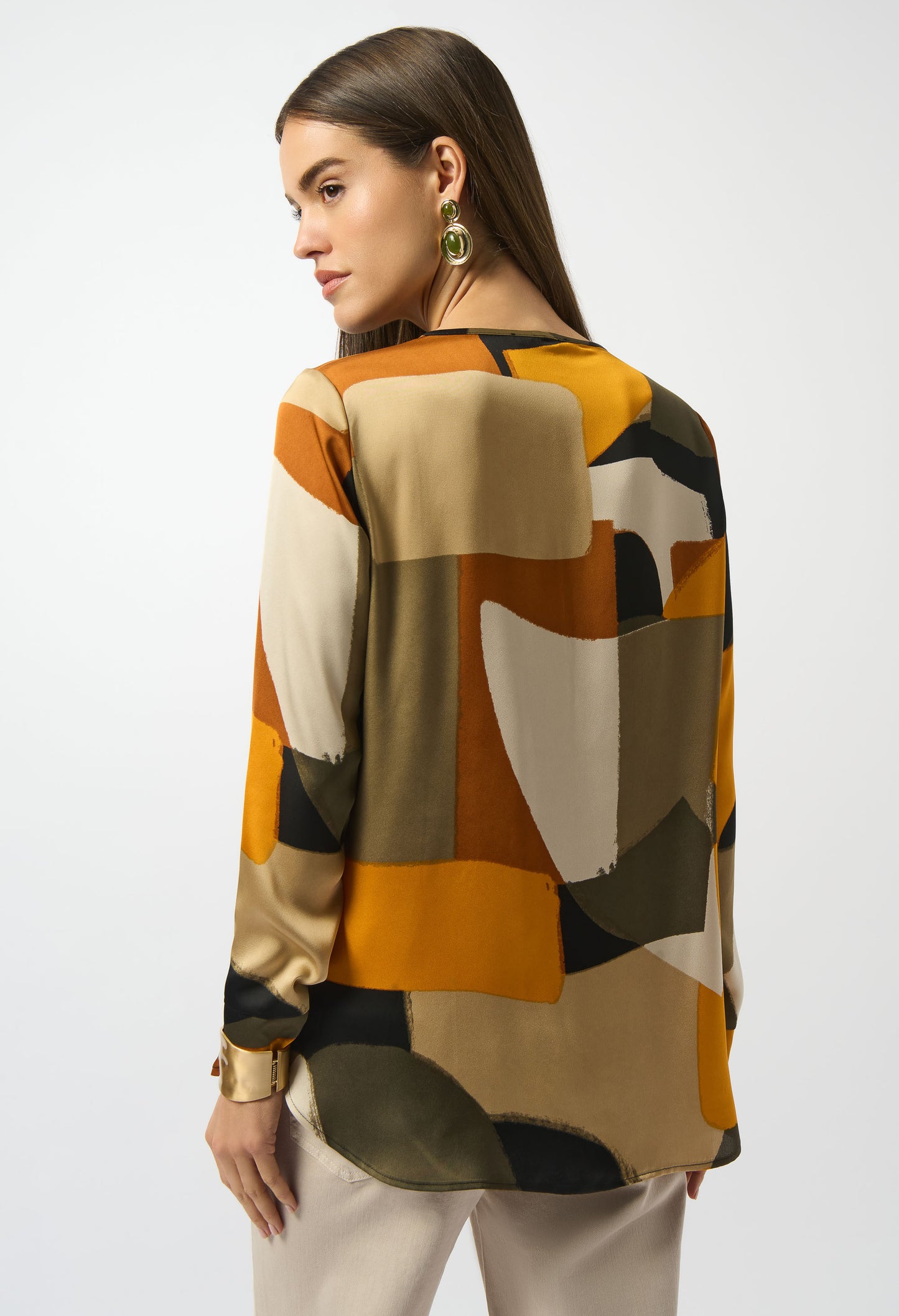 Satin Abstract Print Straight Tunic