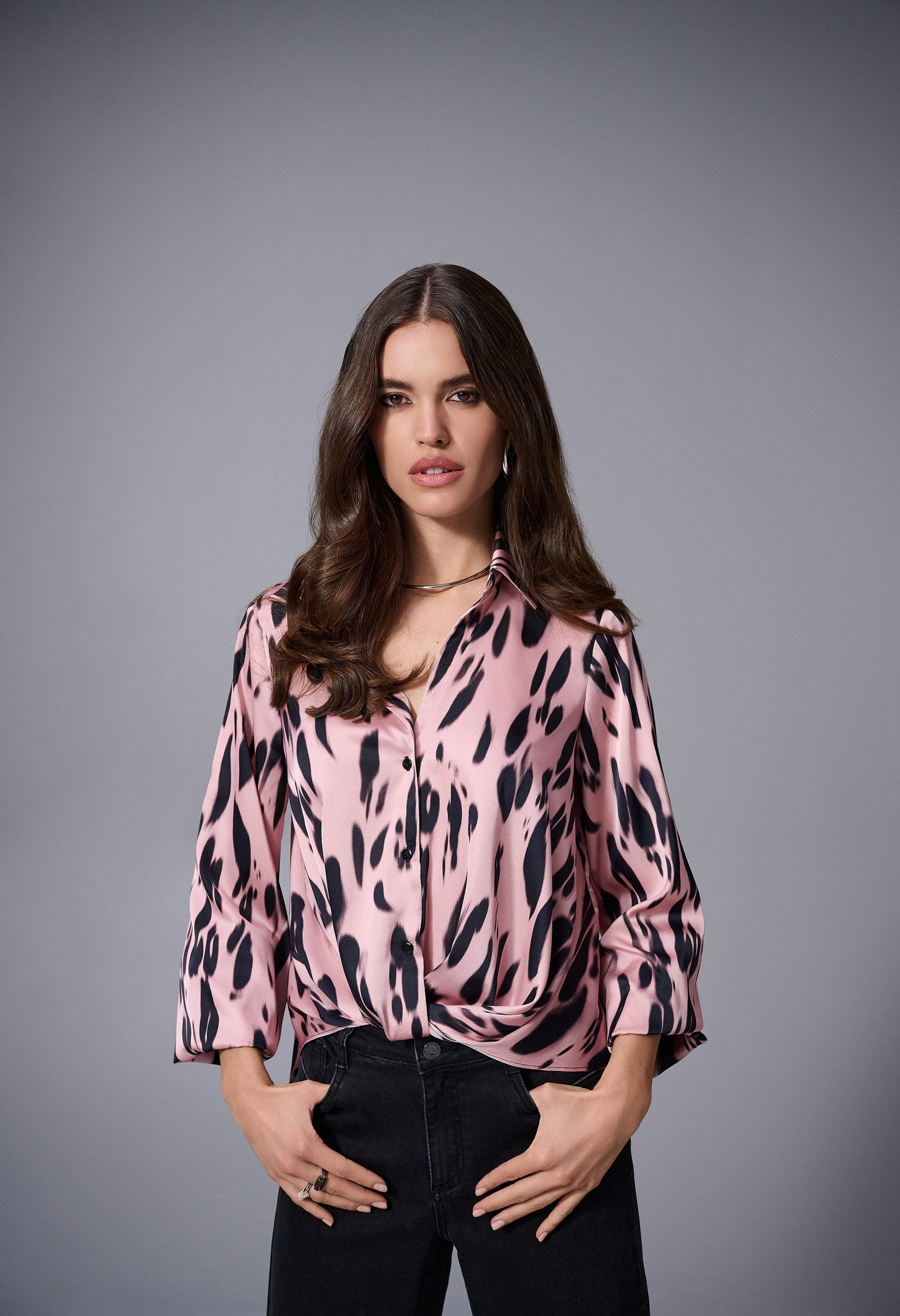 Abstract Print Satin Top