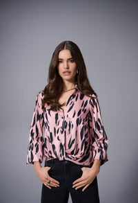 Abstract Print Satin Top