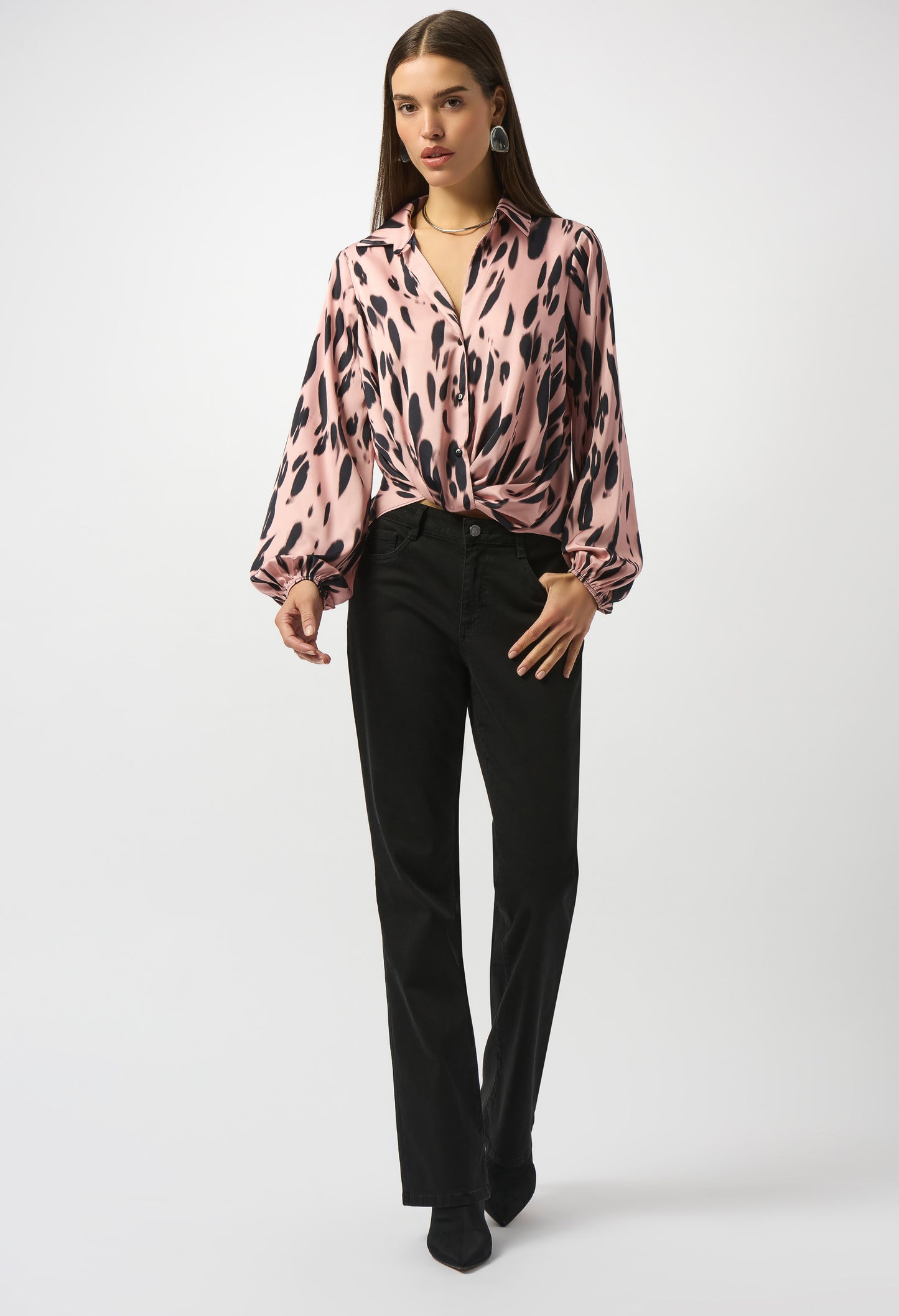 Abstract Print Satin Top