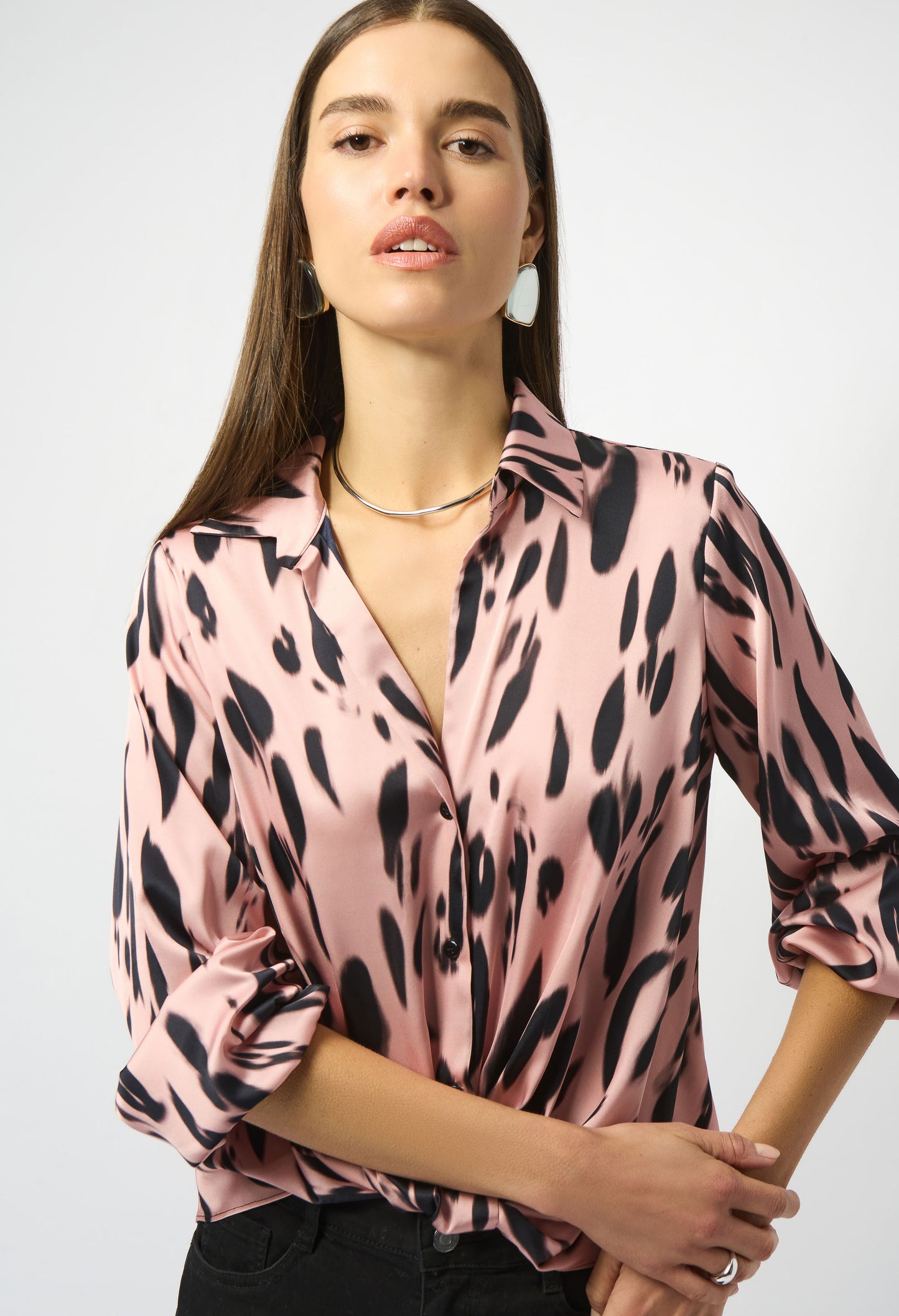 Abstract Print Satin Top