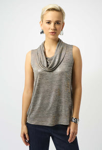 Metallic Cowl Neck Pullover