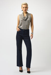 Metallic Cowl Neck Pullover