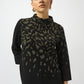 Animal-print Mock Neck Pullover