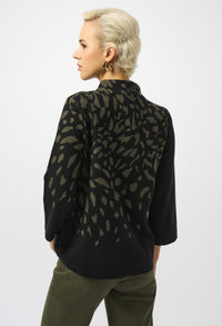 Animal-print Mock Neck Pullover