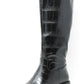 Croc Effect Knee High Boot