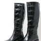 Croc Effect Knee High Boot