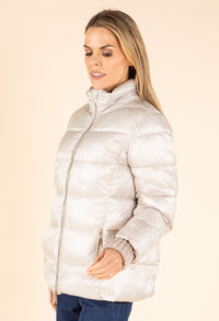 Puffer Coat with Knitted Details