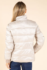 Puffer Coat with Knitted Details