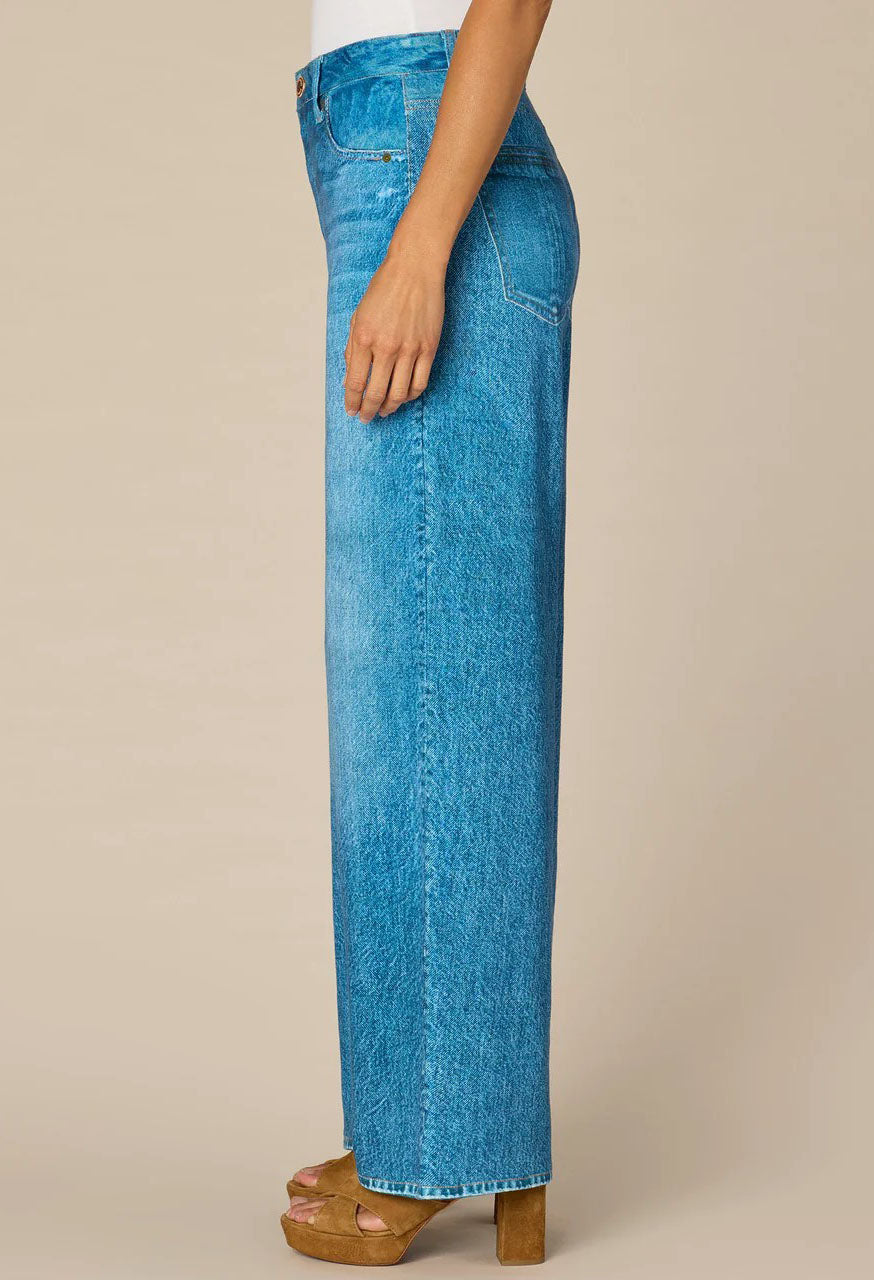 Skyrise French Terry Printed Wide Leg Knit Jeans