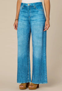 Skyrise French Terry Printed Wide Leg Knit Jeans