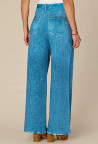 Skyrise French Terry Printed Wide Leg Knit Jeans