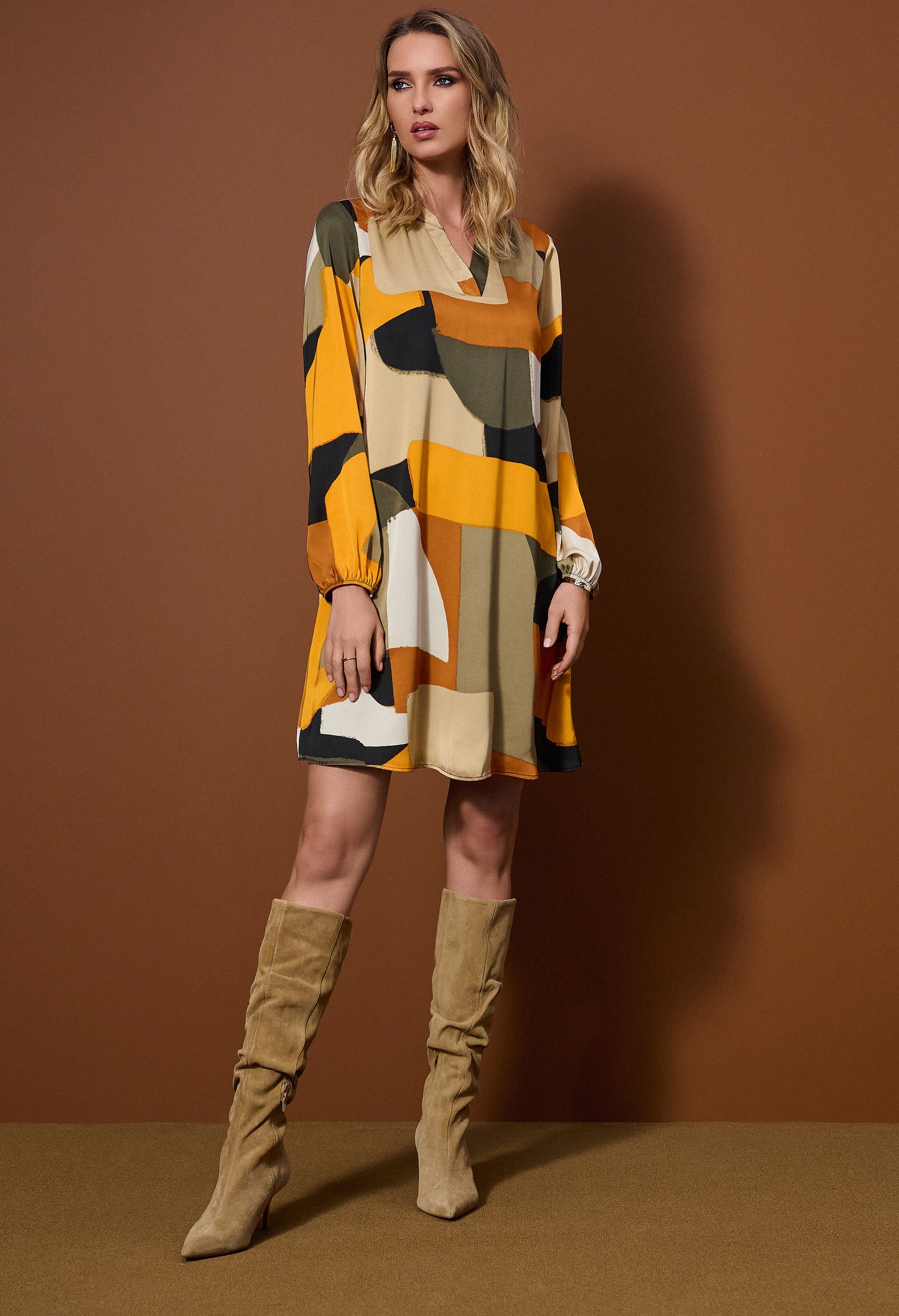 Casual V-neck Mini Dress