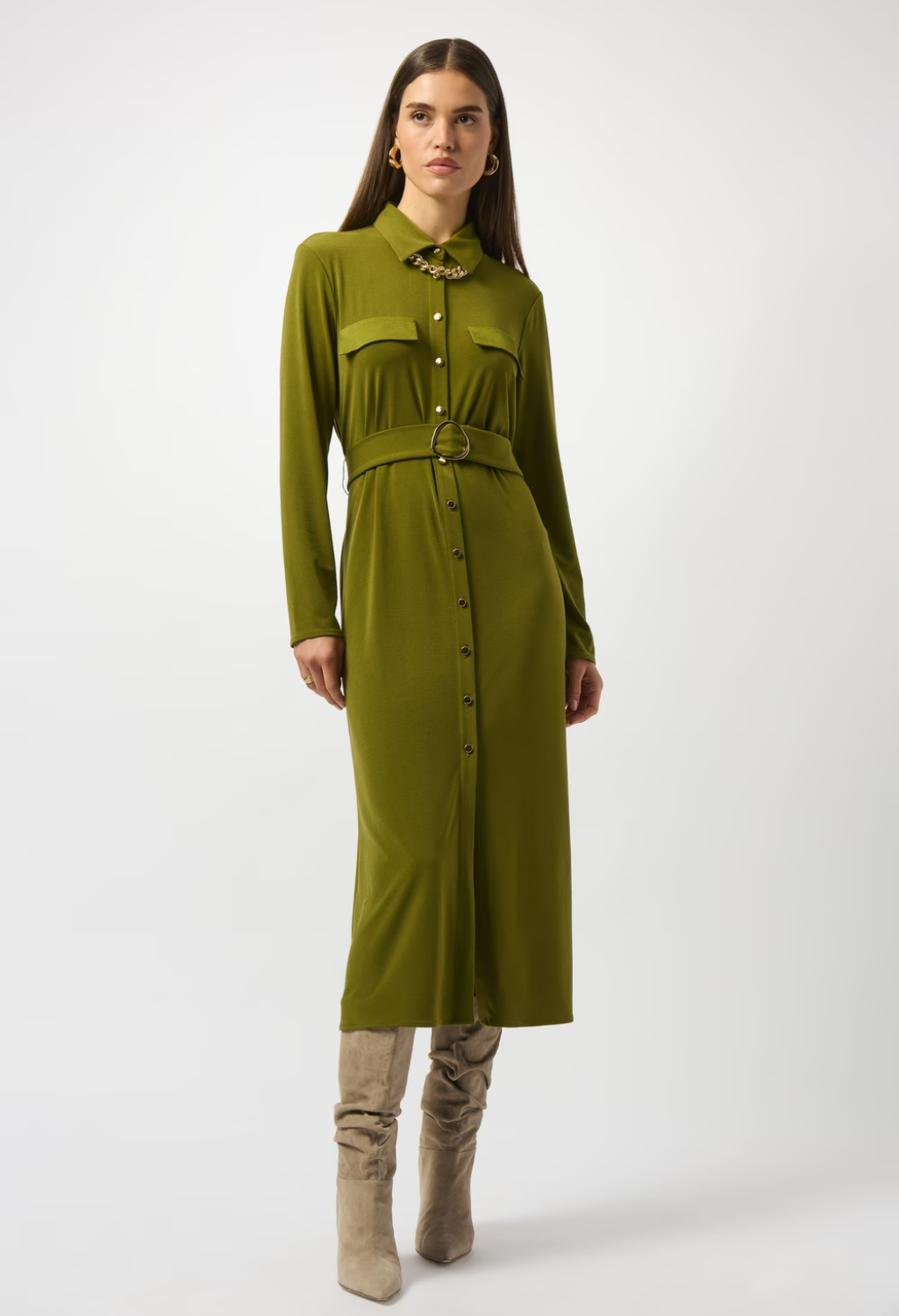 Midi Wrap Dress With Belt