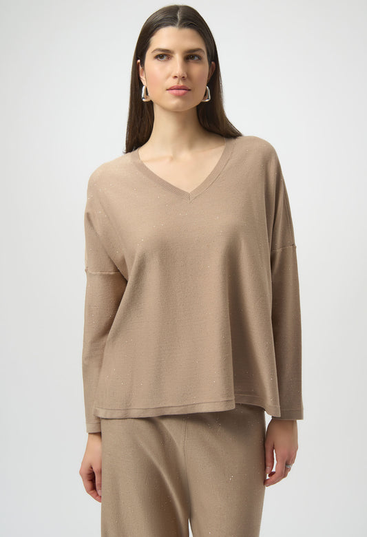 V-neck Jewel Embellished Pullover