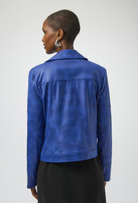 Foiled Faux Suede Jacket With Rhinestone