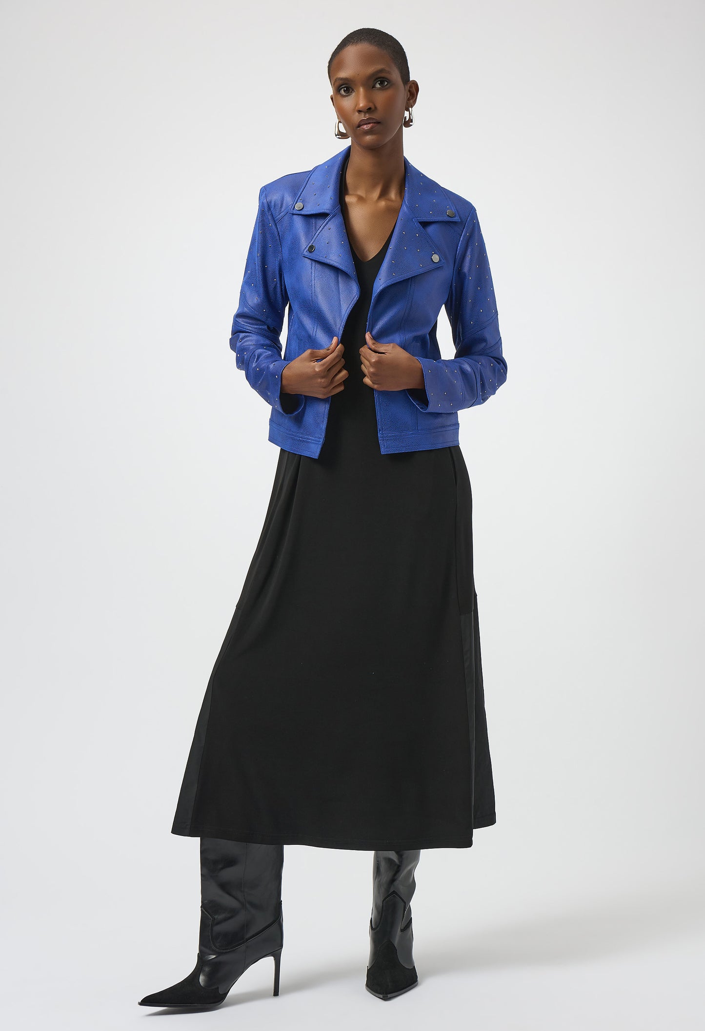 Foiled Faux Suede Jacket With Rhinestone