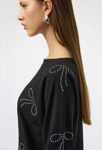 Jewel Embellished Boat Neck Pullover