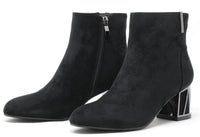 Microfibre Ankle Boot with Steel Trim Heel