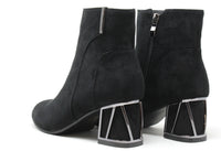 Microfibre Ankle Boot with Steel Trim Heel