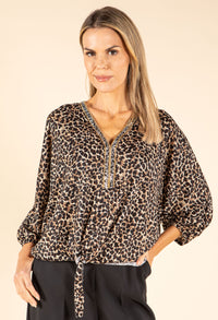 Diamante Trim Leopard Blouse