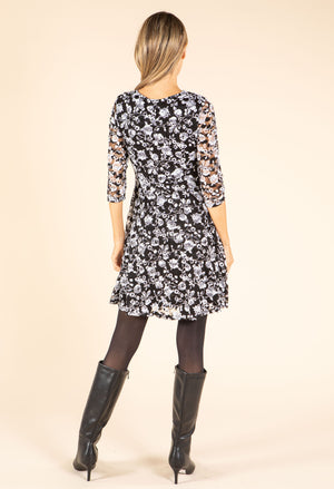 Floral Lace Half-Zip Dress