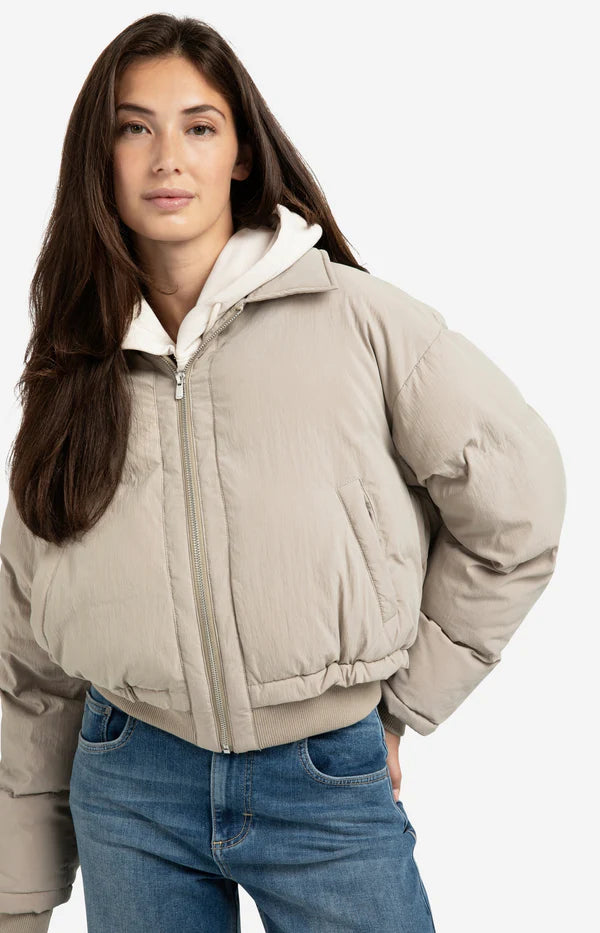 Cropped padded jacket with ribbed cuffs