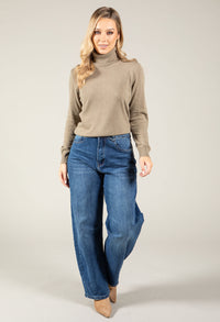 Polo Neck Silk Cashmere Blend Jumper