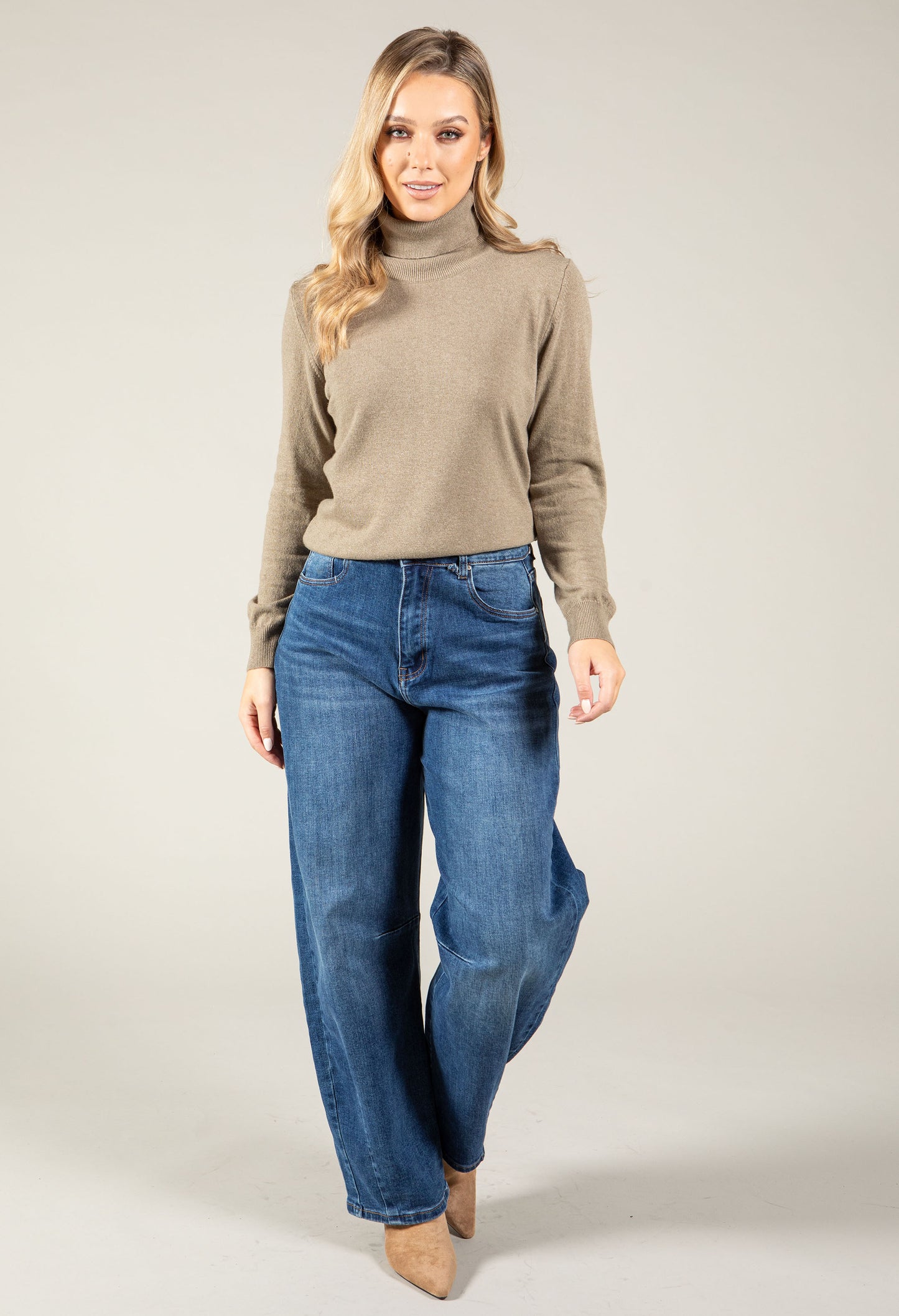 Polo Neck Silk Cashmere Blend Jumper